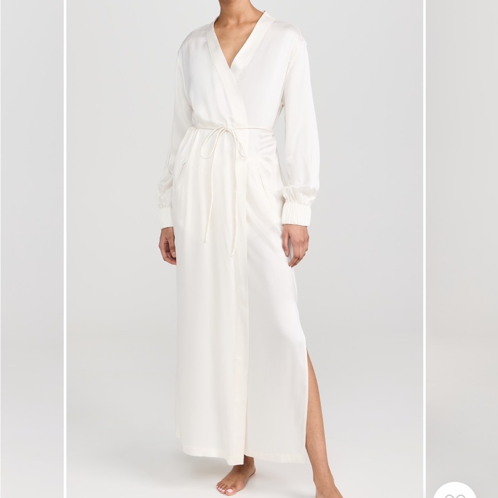 LUNYA BNWT Washable Silk Long Robe in Tranquil White Size XS/S - Picture 6 of 6